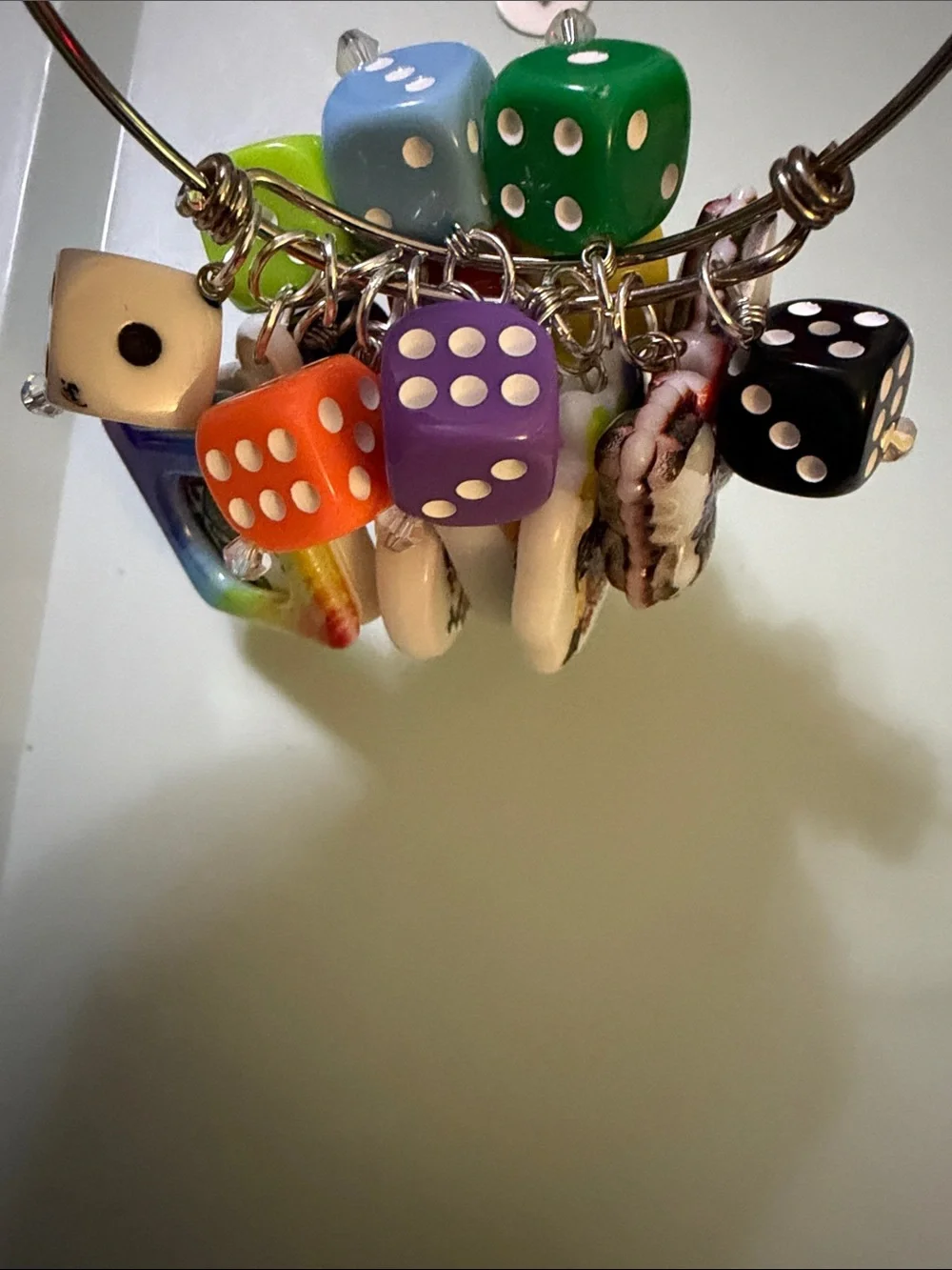 Multicolor Autism Kids Dice Charm Bracelet - Rainbow Dice & Charms